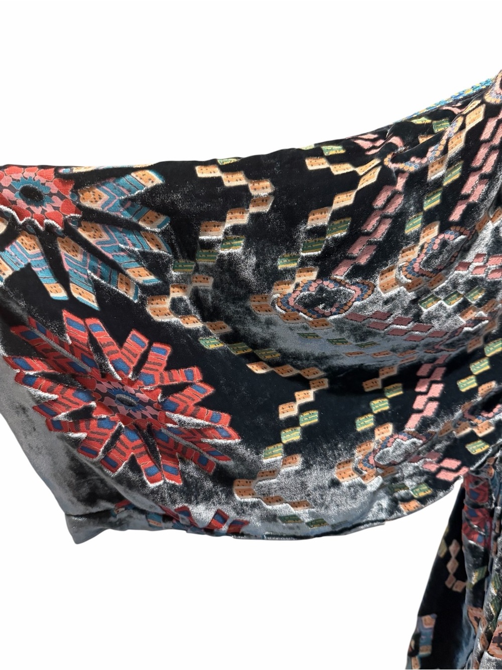 Johnny Was Payden Black Floral Silk/Green & Pink Embroidered Design Kimono - Picture 2 of 9